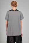 long and wide t-shirt in stockinette stitch of cotton and textile paper - BOBOUTIC 