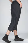 trousers in cotton canvas, modal, linen and mulberry silk with vertical stripes and braided metallic thread - RENLI SU 