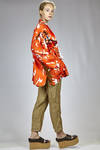 giacca lunga e ampia in tela di lino con fantasia ad effetto dipinto - DANIELA GREGIS 