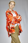 giacca lunga e ampia in tela di lino con fantasia ad effetto dipinto - DANIELA GREGIS 