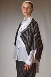 giacca corta e asimmetrica in tela di rayon, poliestere e nylon a righe - MOYURU 