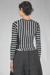 hip length t-shirt in striped polyester and elastane jersey - MARIA CALDERARA 