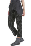 slim fit trousers in virgin wool gauze and viscose and elastane velvet - ARCHIVIO J. M. RIBOT 