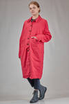 wide knee-length overcoat in cotton, linen, metallic fiber and elastane - AEQUAMENTE 