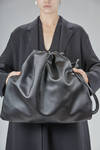 large sack bag in coated cowhide leather - AMINE 