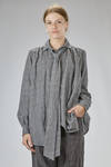 long and wide shirt in washed Prince of Wales virgin wool - FORME D' EXPRESSION 