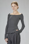 fitted, asymmetric corset t-shirt in crinkled polyamide, silk, and elastane - MARC LE BIHAN 