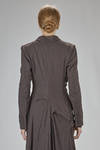 long, flared, and asymmetric dress in washed virgin wool and polyamide gauze, lined with silk - MARC LE BIHAN 