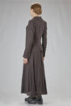 long, flared, and asymmetric dress in washed virgin wool and polyamide gauze, lined with silk - MARC LE BIHAN 