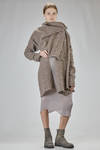 long and wide cardigan in knitted boiled wool and polyamide net - MARC LE BIHAN 