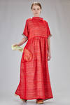 long and wide dress in linen gauze and silk twill with thin multicolor stripes - DANIELA GREGIS 