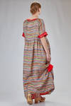 long and wide dress in linen gauze and silk twill with thin multicolor stripes - DANIELA GREGIS 