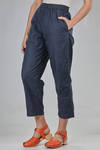 cigarette trousers in washed navy cotton - DANIELA GREGIS 
