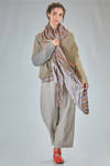 big squared shawl in linen multicolor stripes canva - DANIELA GREGIS 