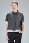 short and wide shirt in bicolor viscose, linen and polyamide satin - RUNDHOLZ 