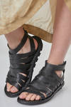 SWELL sandal in soft cowhide leather with woven waves pattern - TRIPPEN 