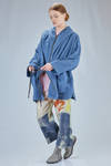wide peacoat in waterproof linen and cotton canva - KIMONORAIN 