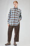 camicia classica a uomo in fustagno di cotone a check sfumati e profili a taglio vivo - 6167 STUDIO SHIRT 