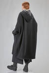 under the knee coat, wide, in nylon canva and virgin wool and polyester bouclé cloth - KIMONORAIN 