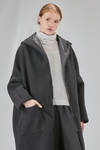 under the knee coat, wide, in nylon canva and virgin wool and polyester bouclé cloth - KIMONORAIN 