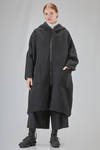 under the knee coat, wide, in nylon canva and virgin wool and polyester bouclé cloth - KIMONORAIN 