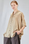 long and wide shirt in washed silk and cotton satin garment dyed - ALBUM DI FAMIGLIA 
