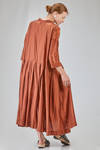 long and wide dress in washed silk and cotton satin garment dyed - ALBUM DI FAMIGLIA 