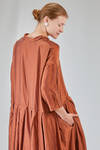 long and wide dress in washed silk and cotton satin garment dyed - ALBUM DI FAMIGLIA 