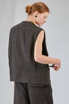 oversized gilet in washed and garment dyed viscose and linen chevron - ALBUM DI FAMIGLIA 