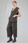 oversized gilet in washed and garment dyed viscose and linen chevron - ALBUM DI FAMIGLIA 