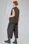 oversized gilet in washed and garment dyed viscose and linen chevron - ALBUM DI FAMIGLIA 