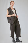 oversized gilet in washed and garment dyed viscose and linen chevron - ALBUM DI FAMIGLIA 
