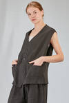 oversized gilet in washed and garment dyed viscose and linen chevron - ALBUM DI FAMIGLIA 