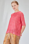 long and straight t-shirt in light flamed linen and polyamide knit - F-CASHMERE by FISSORE 