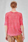 long and straight t-shirt in light flamed linen and polyamide knit - F-CASHMERE by FISSORE 