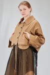 hip-lenght caban, wide, in light cotton canvas and cotton mesh - ISABEL BENENATO 