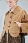 hip-lenght caban, wide, in light cotton canvas and cotton mesh - ISABEL BENENATO 