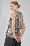 'two pieces' tank top in glittery polyester jersey and in silver polyurethane micro-sequins - JUNYA WATANABE 