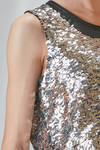 'two pieces' tank top in glittery polyester jersey and in silver polyurethane micro-sequins - JUNYA WATANABE 