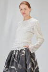 long and lean t-shirt in tricot polyester knit and polyester tulle - COMME des GARÇONS - COMME des GARÇONS 