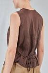 hip-lenght gilet, slightly slim, in washed silk satin - RISA NAKAMURA 