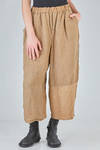wide trousers in patchwork blocks in flamed and washed linen canvas tone on tone - RISA NAKAMURA 
