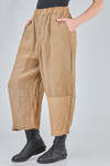 wide trousers in patchwork blocks in flamed and washed linen canvas tone on tone - RISA NAKAMURA 