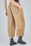 wide trousers in patchwork blocks in flamed and washed linen canvas tone on tone - RISA NAKAMURA 