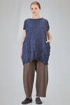 long and slim tunic in polyester froissé with tone on tone motif - SHU MORIYAMA 