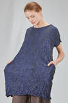 long and slim tunic in polyester froissé with tone on tone motif - SHU MORIYAMA 