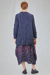long and wide jacket, in polyester froissé with horizontal stripes tone on tone - SHU MORIYAMA 