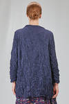 long and wide jacket, in polyester froissé with horizontal stripes tone on tone - SHU MORIYAMA 