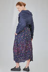long and wide jacket, in polyester froissé with horizontal stripes tone on tone - SHU MORIYAMA 