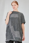 long and wide tunic in crinkled striped ecotex cotton and polyester knit - KNIT KNIT 